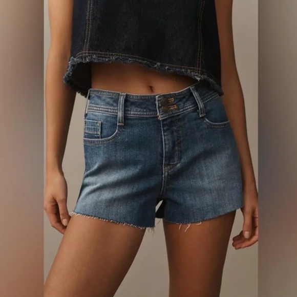 Anthropologie Pilcro Mid Rise Micro Cutoff Denim Shorts SZ 29 - Picture 9 of 16